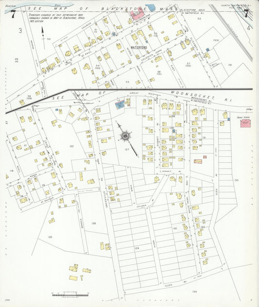 Sanborn Fire Insurance Map from North Smithfield, Providence County, Rhode Island (1940), Sheet #0007 - Historic Sanborn Fire Insurance Map Print, vintage old map wall art, antique decor, genealogy gift, Rhode Island Rhode Island map
