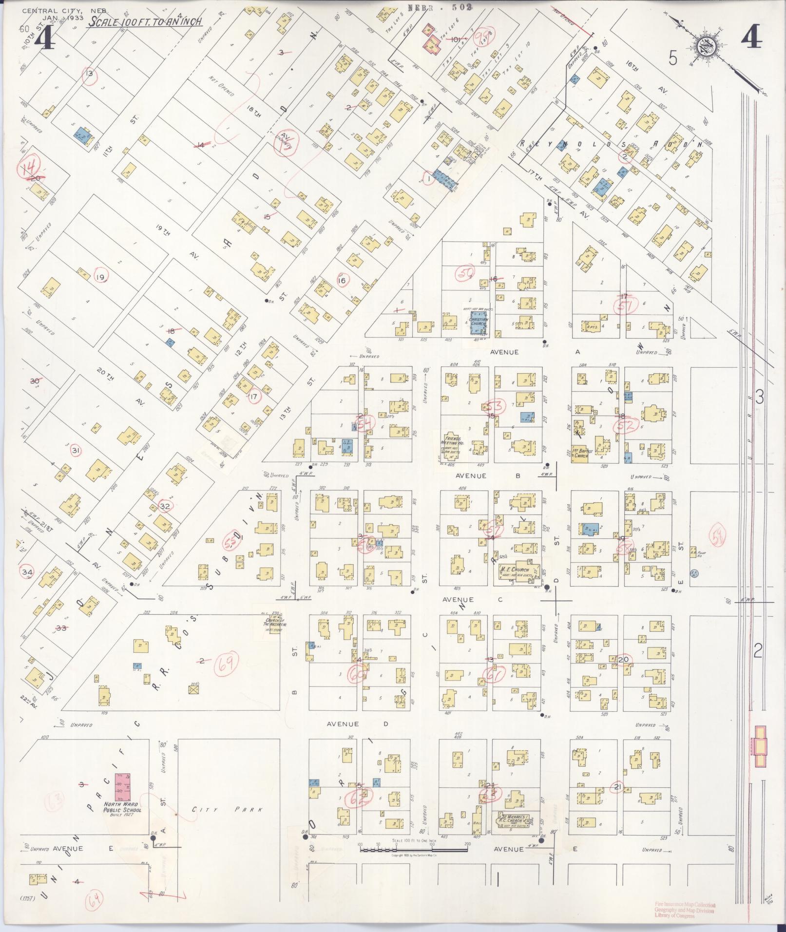 Sanborn Fire Insurance Map from Central City, Merrick County, Nebraska (1943), Sheet #0004 - Complete Map Set gallery image, historic Sanborn map, vintage wall art, Nebraska Nebraska