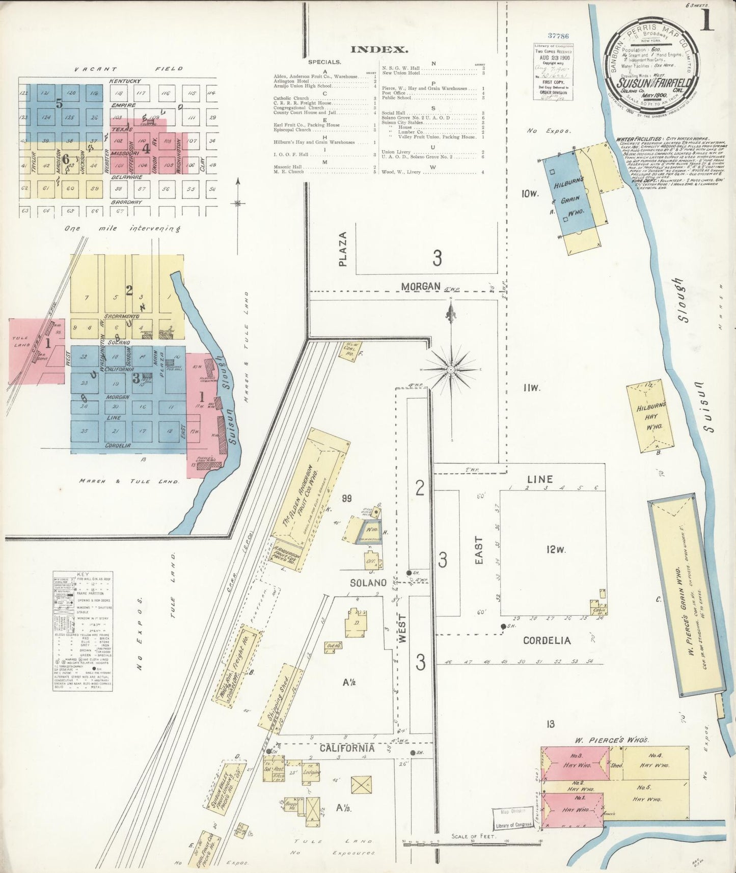 Sanborn Fire Insurance Map from Suisun, Solano County, California (1900), Sheet #0001 - Complete Map Set gallery image, historic Sanborn map, vintage wall art, California California