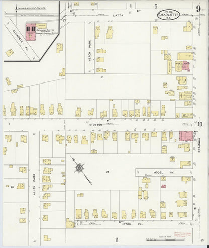 Sanborn Fire Insurance Map from Charlotte, Monroe County, New York (1912), Sheet #0009 - Historic Sanborn Fire Insurance Map Print, vintage old map wall art, antique decor, genealogy gift, New York New York map