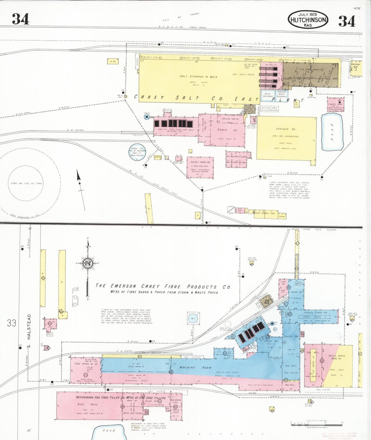 Sanborn Fire Insurance Map from Hutchinson, Reno County, Kansas (1929), Sheet #0035 - Complete Map Set gallery image, historic Sanborn map, vintage wall art, Kansas Kansas