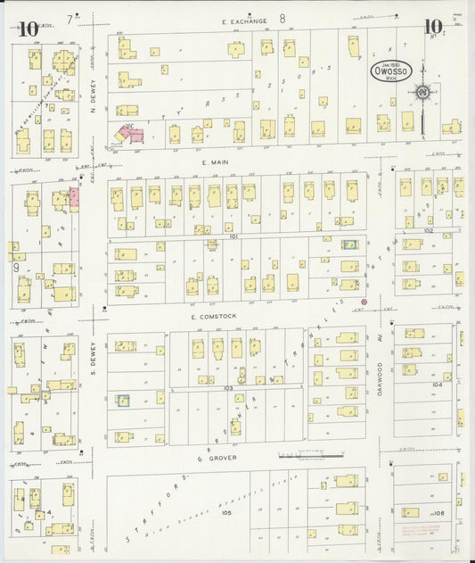 Sanborn Fire Insurance Map from Owosso, Shiawassee County, Michigan (1930), Sheet #0010 - Historic Sanborn Fire Insurance Map Print, vintage old map wall art, antique decor, genealogy gift, Michigan Michigan map