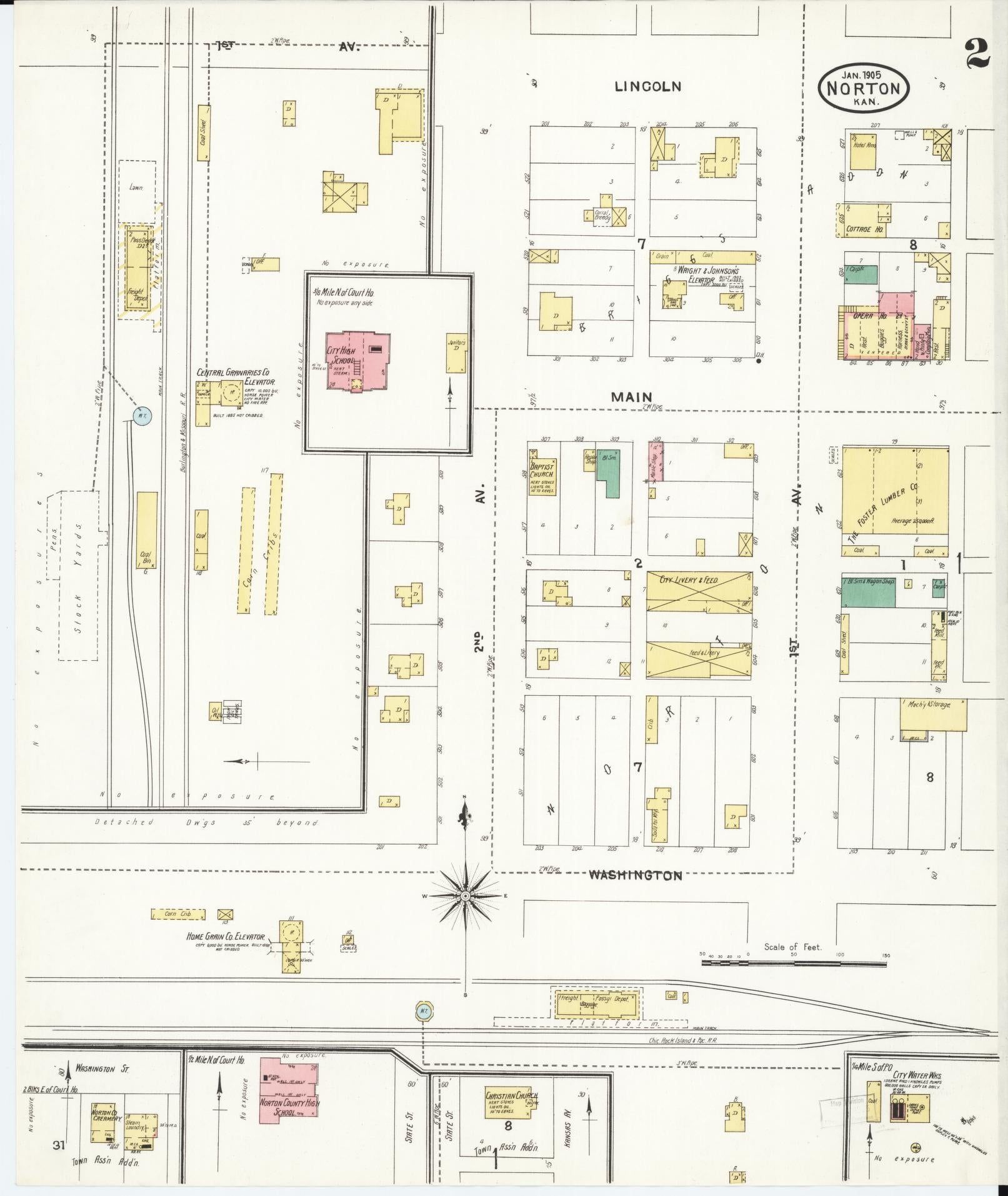 Sanborn Fire Insurance Map from Norton, Norton County, Kansas (1905), Sheet #0002 - Historic Sanborn Fire Insurance Map Print, vintage old map wall art, antique decor, genealogy gift, Kansas Kansas map