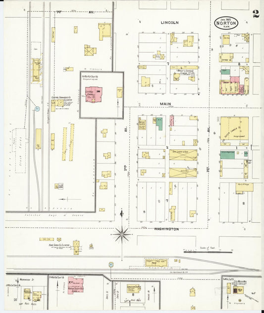 Sanborn Fire Insurance Map from Norton, Norton County, Kansas (1905), Sheet #0002 - Historic Sanborn Fire Insurance Map Print, vintage old map wall art, antique decor, genealogy gift, Kansas Kansas map
