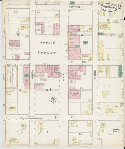 Sanborn Fire Insurance Map from Grenada, Grenada County, Mississippi (1886), Sheet #0002 - Complete Map Set gallery image, historic Sanborn map, vintage wall art, Mississippi Mississippi