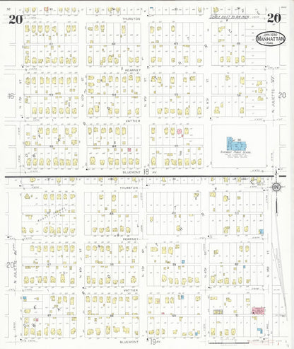 Sanborn Fire Insurance Map from Manhattan, Riley County, Kansas (1930), Sheet #0020 - Complete Map Set gallery image, historic Sanborn map, vintage wall art, Kansas Kansas