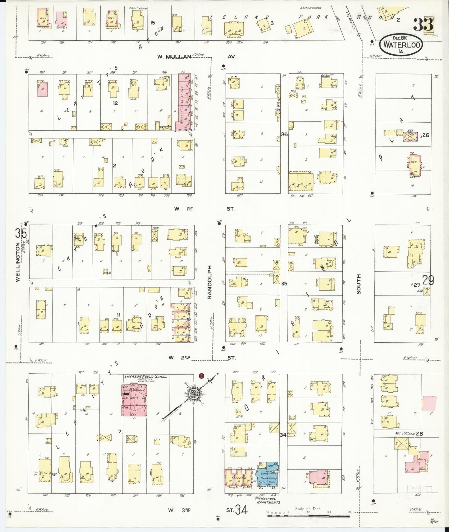 Sanborn Fire Insurance Map from Waterloo, Black Hawk County, Iowa (1910), Sheet #0033 - Historic Sanborn Fire Insurance Map Print
