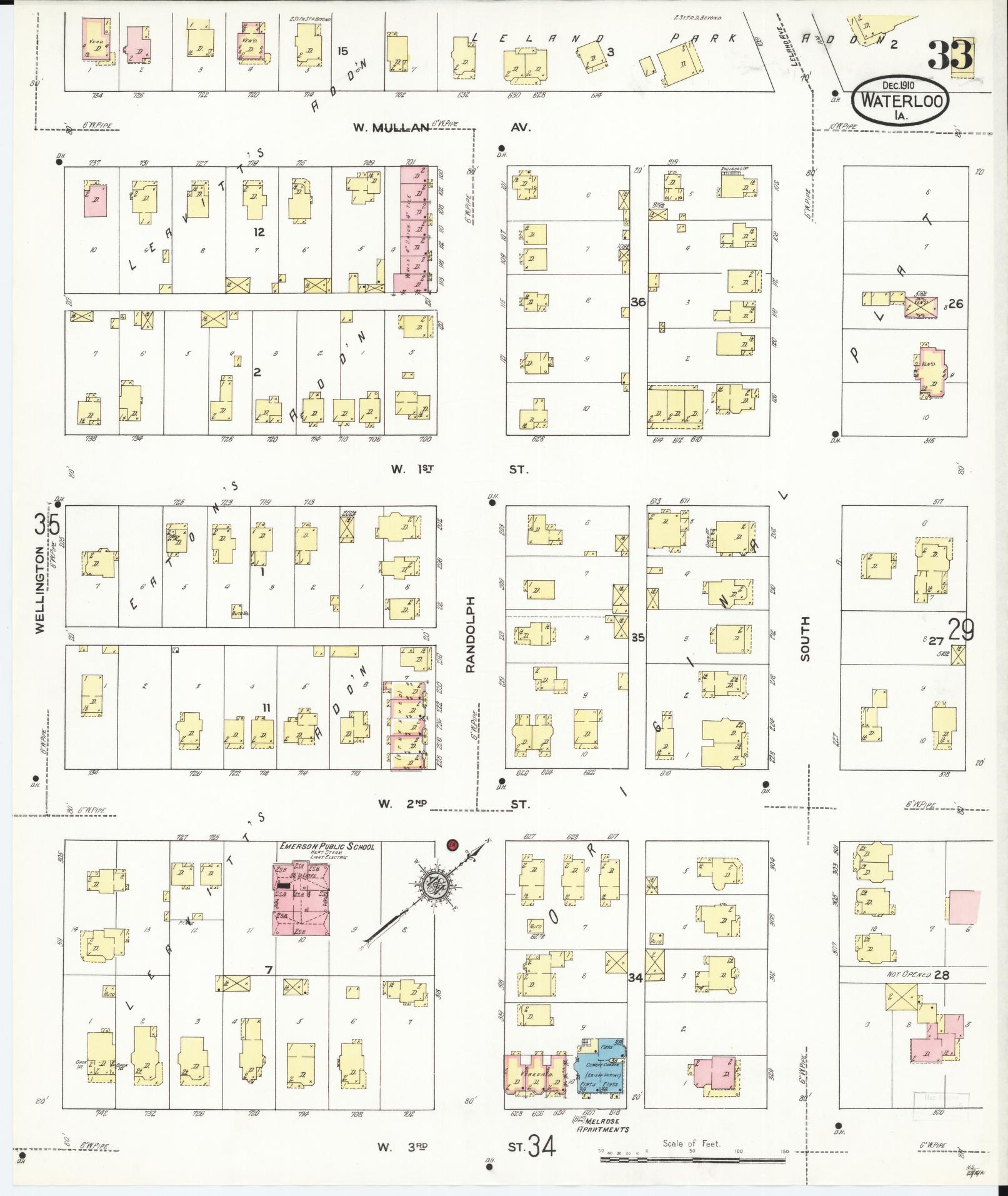 Sanborn Fire Insurance Map from Waterloo, Black Hawk County, Iowa (1910), Sheet #0033 - Historic Sanborn Fire Insurance Map Print