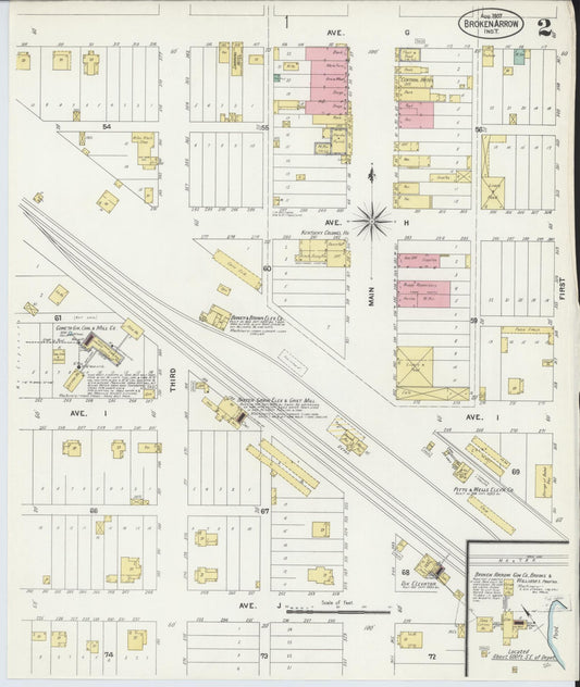 Sanborn Fire Insurance Map from Broken Arrow, Tulsa County, Oklahoma (1907), Sheet #0002 - Historic Sanborn Fire Insurance Map Print, vintage old map wall art, antique decor, genealogy gift, Oklahoma Oklahoma map