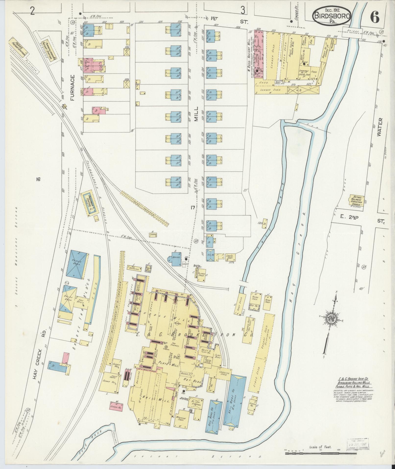 Sanborn Fire Insurance Map from Birdsboro, Berks County, Pennsylvania (1912), Sheet #0006 - Complete Map Set gallery image, historic Sanborn map, vintage wall art, Pennsylvania Pennsylvania