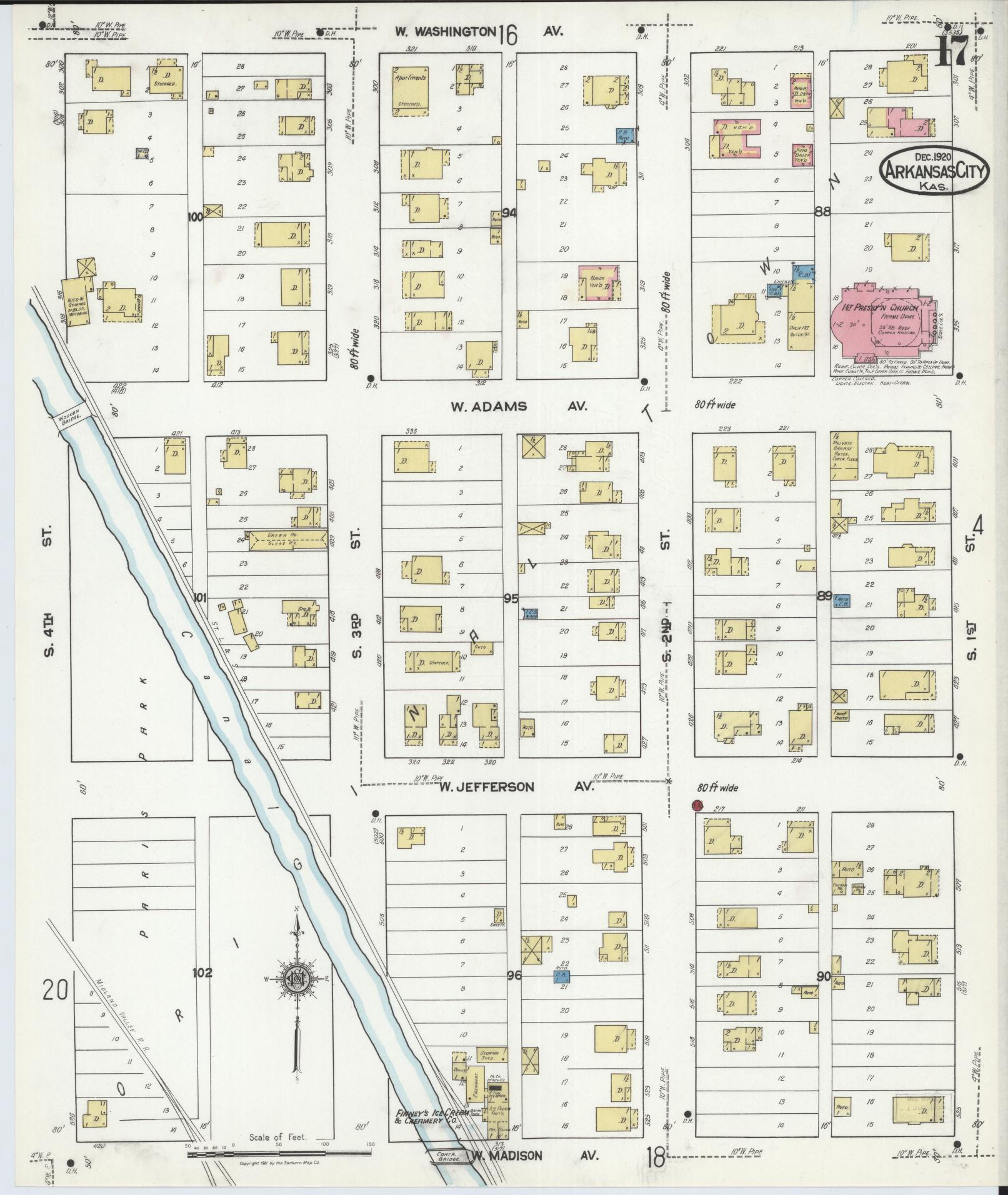 Sanborn Fire Insurance Map from Arkansas City, Cowley County, Kansas (1920), Sheet #0017 - Complete Map Set gallery image, historic Sanborn map, vintage wall art, Arkansas Arkansas