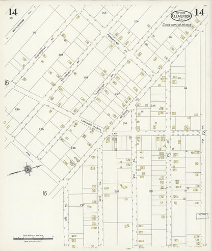 Sanborn Fire Insurance Map from Clementon, Camden County, New Jersey (1924), Sheet #0014 - Historic Sanborn Fire Insurance Map Print, vintage old map wall art, antique decor, genealogy gift, New Jersey New Jersey map