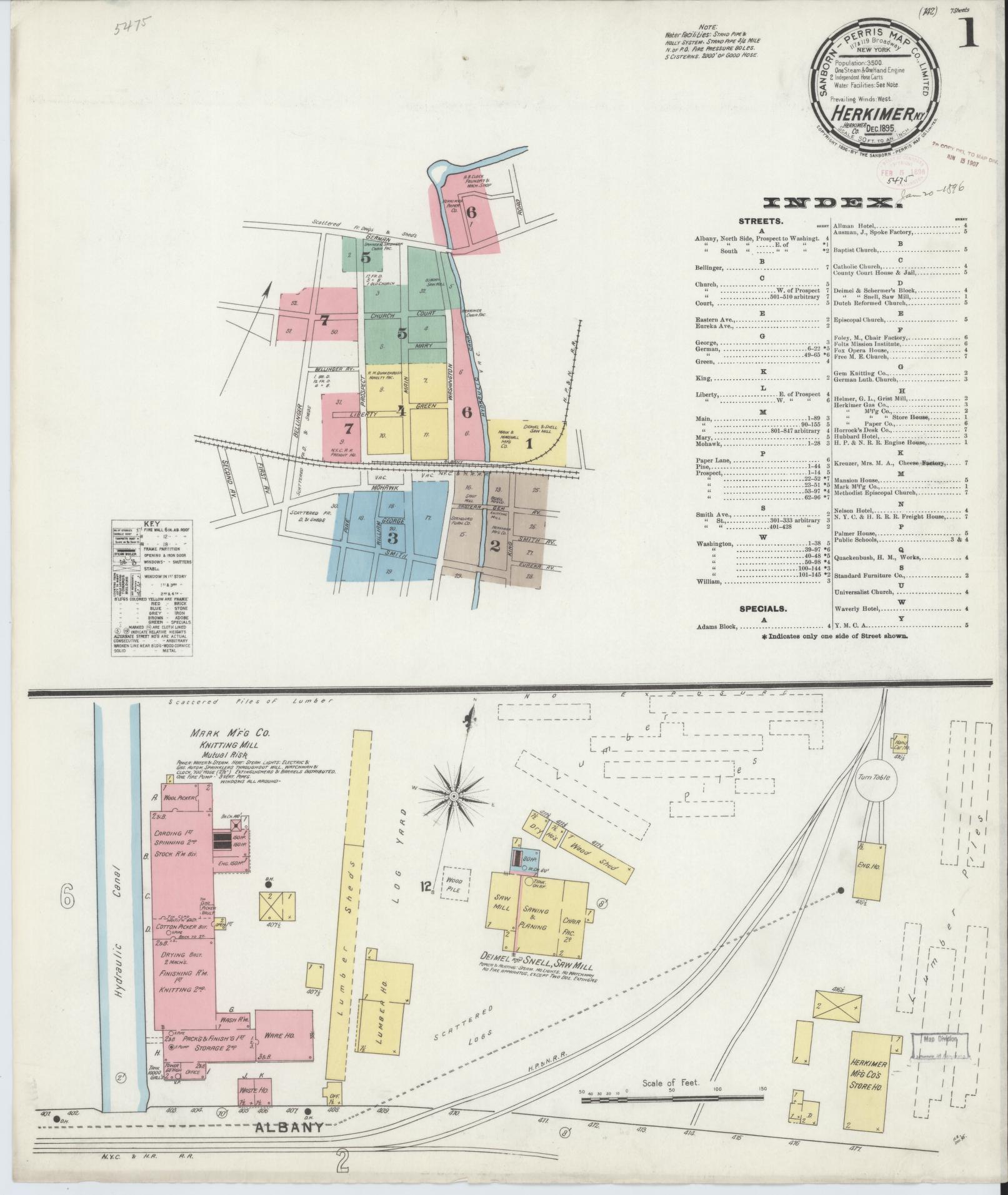 Sanborn Fire Insurance Map from Herkimer, Herkimer County, New York (1895), Sheet #0001 - Complete Map Set gallery image, historic Sanborn map, vintage wall art, New York New York