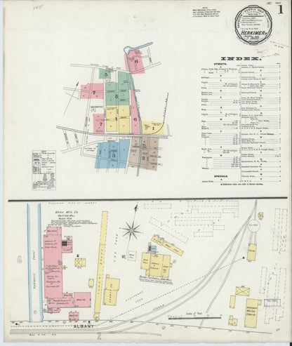 Sanborn Fire Insurance Map from Herkimer, Herkimer County, New York (1895), Sheet #0001 - Complete Map Set gallery image, historic Sanborn map, vintage wall art, New York New York