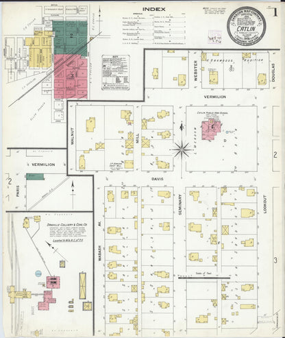 Sanborn Fire Insurance Map from Catlin, Vermilion County, Illinois (1909), Sheet #0001 - Complete Map Set gallery image, historic Sanborn map, vintage wall art, Illinois Illinois