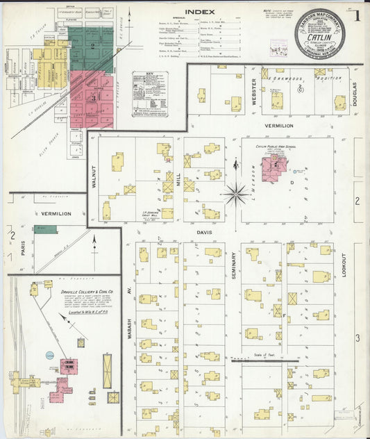 Sanborn Fire Insurance Map from Catlin, Vermilion County, Illinois (1909), Sheet #0001 - Complete Map Set gallery image, historic Sanborn map, vintage wall art, Illinois Illinois