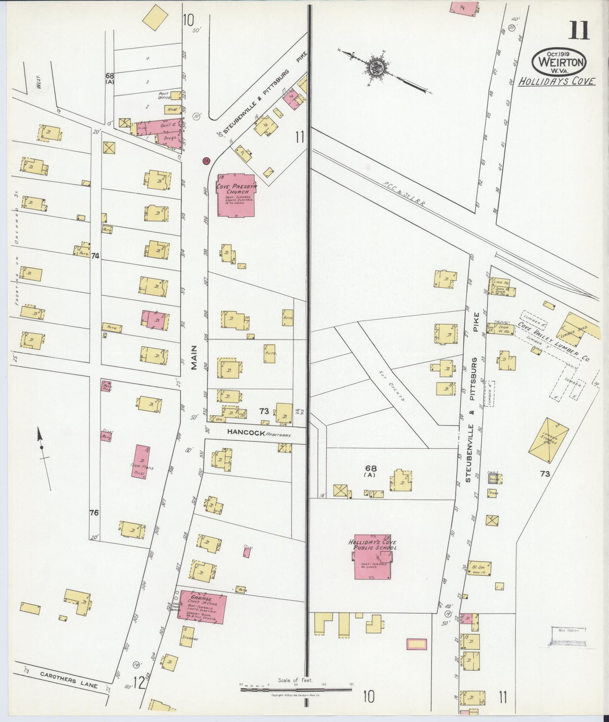 Sanborn Fire Insurance Map from Weirton, Hancock County, West Virginia (1919), Sheet #0011 - Complete Map Set gallery image, historic Sanborn map, vintage wall art, West Virginia West Virginia