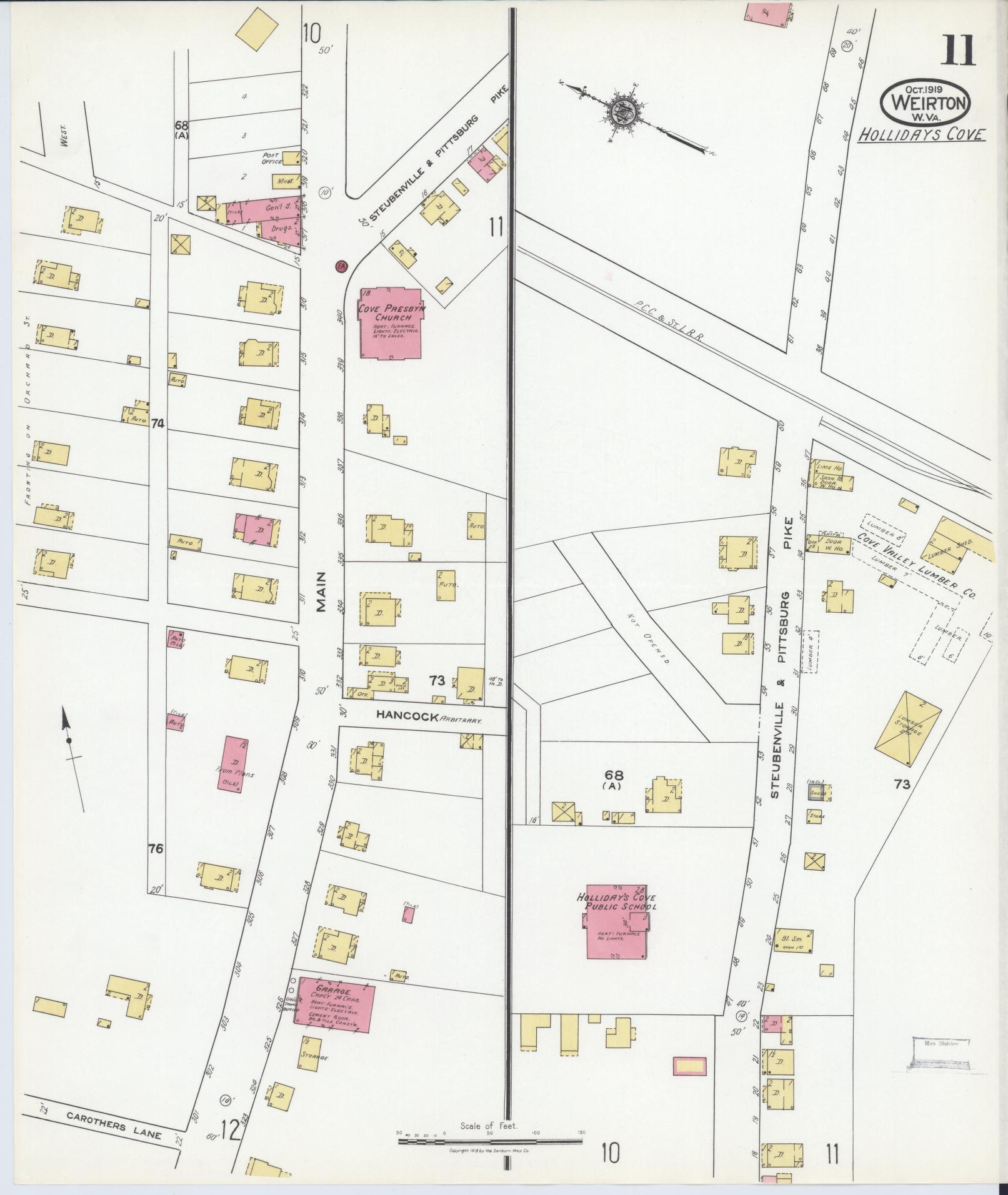 Sanborn Fire Insurance Map from Weirton, Hancock County, West Virginia (1919), Sheet #0011 - Complete Map Set gallery image, historic Sanborn map, vintage wall art, West Virginia West Virginia