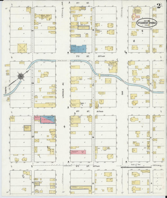 Sanborn Fire Insurance Map from Steamboat Springs, Routt County, Colorado (1911), Sheet #0002 - Historic Sanborn Fire Insurance Map Print, vintage old map wall art, antique decor, genealogy gift, Colorado Colorado map