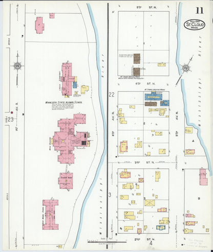 Sanborn Fire Insurance Map from Saint Cloud, Stearns, Benton, and Sherburne Counties, Minnesota (1919), Sheet #0011 - Complete Map Set gallery image, historic Sanborn map, vintage wall art, Minnesota Minnesota