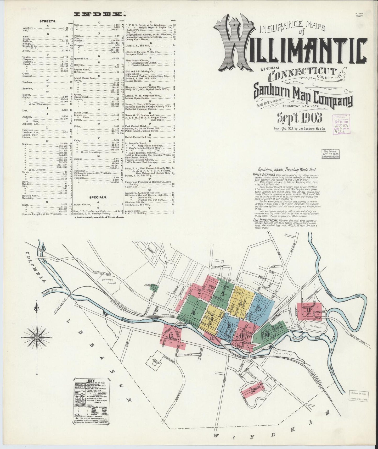 Sanborn Fire Insurance Map from Willimantic, Windham County, Connecticut. (1903) – Historic Sanborn Fire Insurance Map Print