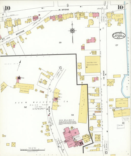 Sanborn Fire Insurance Map from Catskill, Greene County, New York (1923), Sheet #0010 - Historic Sanborn Fire Insurance Map Print, vintage old map wall art, antique decor, genealogy gift, New York New York map