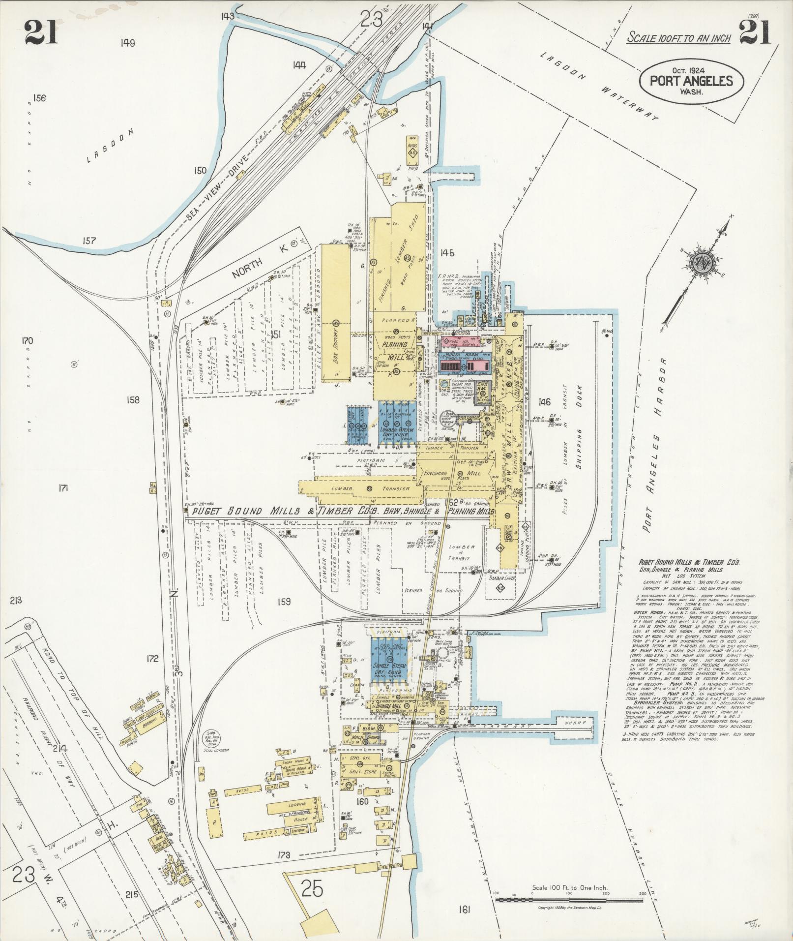 Sanborn Fire Insurance Map from Port Angeles, Clallam County, Washington (1924), Sheet #0021 - Complete Map Set gallery image, historic Sanborn map, vintage wall art, Washington Washington