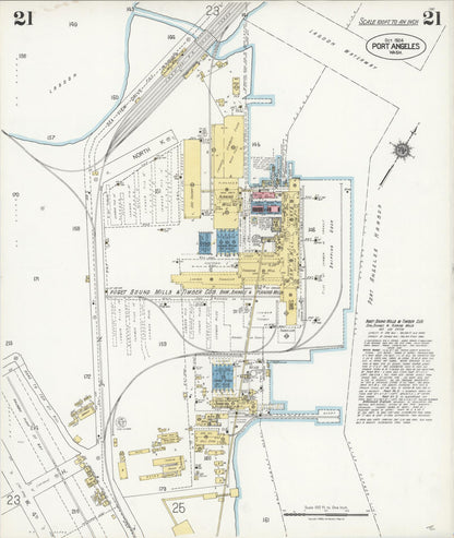 Sanborn Fire Insurance Map from Port Angeles, Clallam County, Washington (1924), Sheet #0021 - Complete Map Set gallery image, historic Sanborn map, vintage wall art, Washington Washington