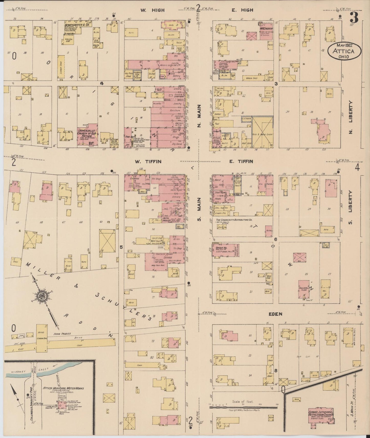 Sanborn Fire Insurance Map from Attica, Seneca County, Ohio (1922), Sheet #0003 - Complete Map Set gallery image, historic Sanborn map, vintage wall art, Ohio Ohio