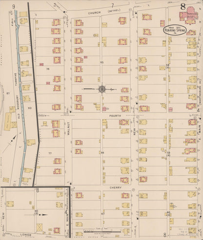 Sanborn Fire Insurance Map from Roaring Spring, Blair County, Pennsylvania (1922), Sheet #0008 - Historic Sanborn Fire Insurance Map Print, vintage old map wall art, antique decor, genealogy gift, Pennsylvania Pennsylvania map