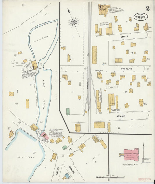 Sanborn Fire Insurance Map from Wolcott, Wayne County, New York (1899), Sheet #0002 - Historic Sanborn Fire Insurance Map Print, vintage old map wall art, antique decor, genealogy gift, New York New York map