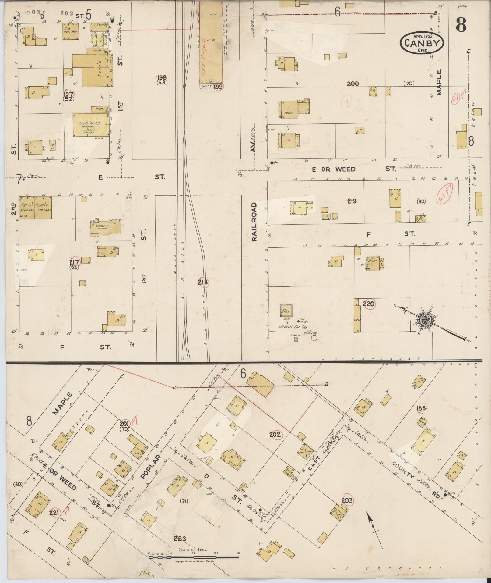 Sanborn Fire Insurance Map from Canby, Clackamas County, Oregon (1931), Sheet #0008 - Complete Map Set gallery image, historic Sanborn map, vintage wall art, Oregon Oregon
