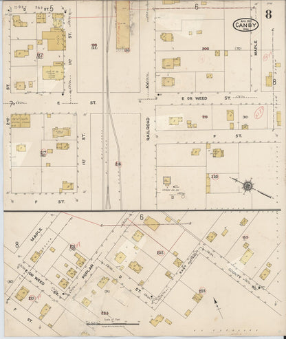 Sanborn Fire Insurance Map from Canby, Clackamas County, Oregon (1931), Sheet #0008 - Complete Map Set gallery image, historic Sanborn map, vintage wall art, Oregon Oregon