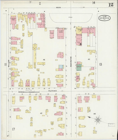 Sanborn Fire Insurance Map from Geneva, Ontario County, New York (1897), Sheet #0012 - Historic Sanborn Fire Insurance Map Print, vintage old map wall art, antique decor, genealogy gift, New York New York map