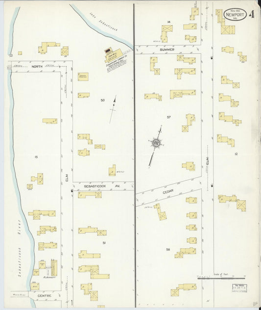 Sanborn Fire Insurance Map from Newport, Penobscot County, Maine (1912), Sheet #0004 - Historic Sanborn Fire Insurance Map Print, vintage old map wall art, antique decor, genealogy gift, Maine Maine map