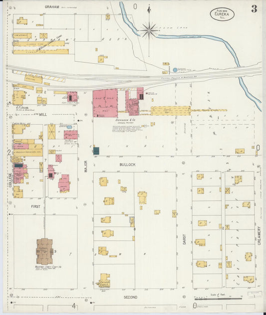Sanborn Fire Insurance Map from Eureka, Woodford County, Illinois (1906), Sheet #0003 - Historic Sanborn Fire Insurance Map Print, vintage old map wall art, antique decor, genealogy gift, Illinois Illinois map