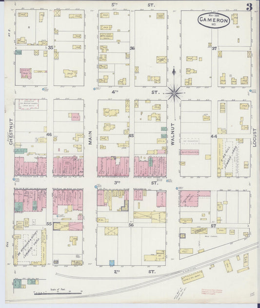 Sanborn Fire Insurance Map from Cameron, Clinton County, Missouri (1891), Sheet #0003 - Historic Sanborn Fire Insurance Map Print, vintage old map wall art, antique decor, genealogy gift, Missouri Missouri map