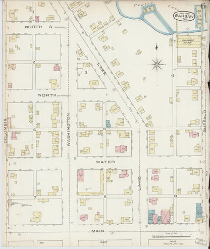 Sanborn Fire Insurance Map from Warsaw, Kosciusko County, Indiana (1886), Sheet #0006 - Historic Sanborn Fire Insurance Map Print, vintage old map wall art, antique decor, genealogy gift, Indiana Indiana map