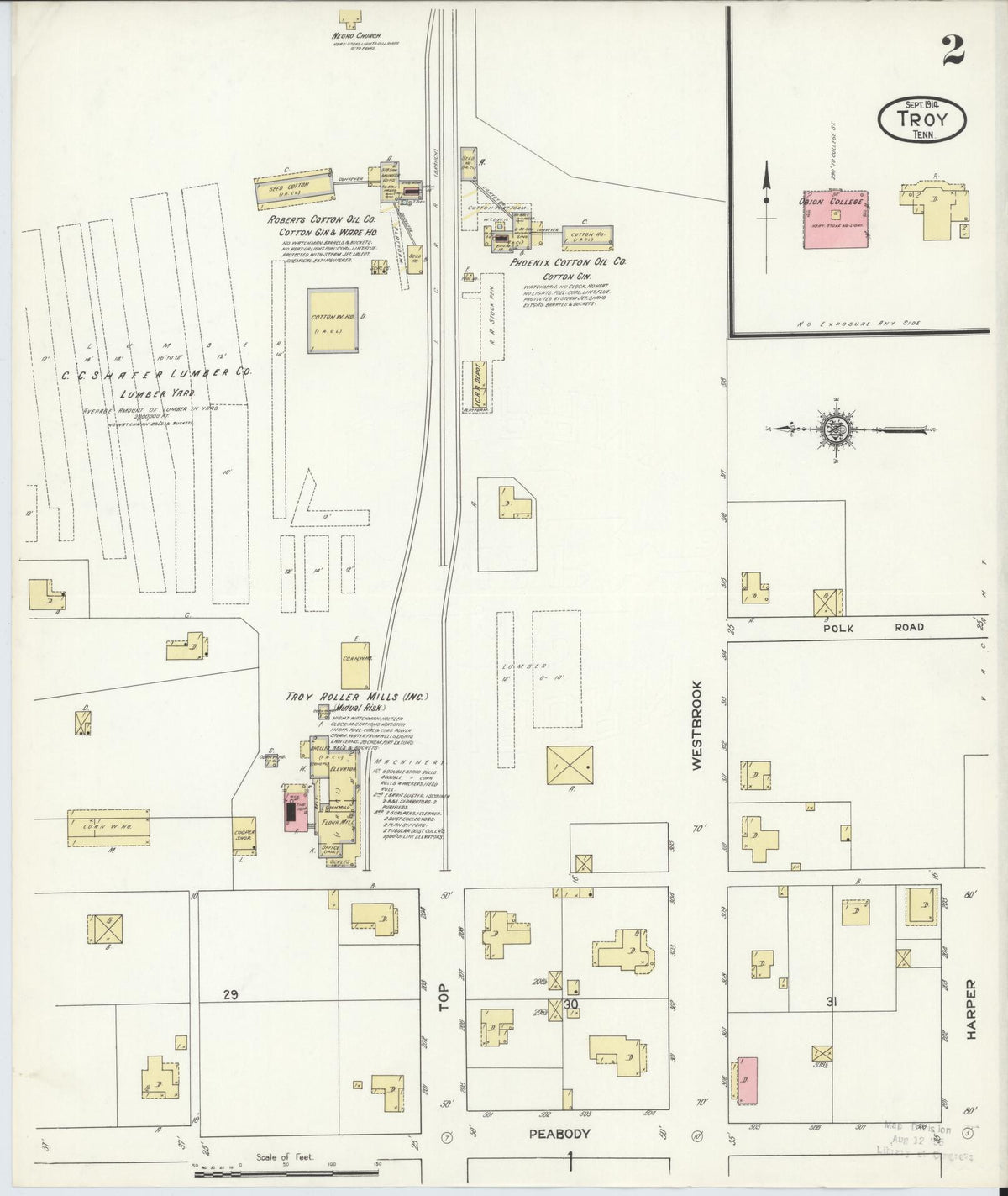 Sanborn Fire Insurance Map from Troy, Obion County, Tennessee (1914), Sheet #0002 - Complete Map Set gallery image, historic Sanborn map, vintage wall art, Tennessee Tennessee