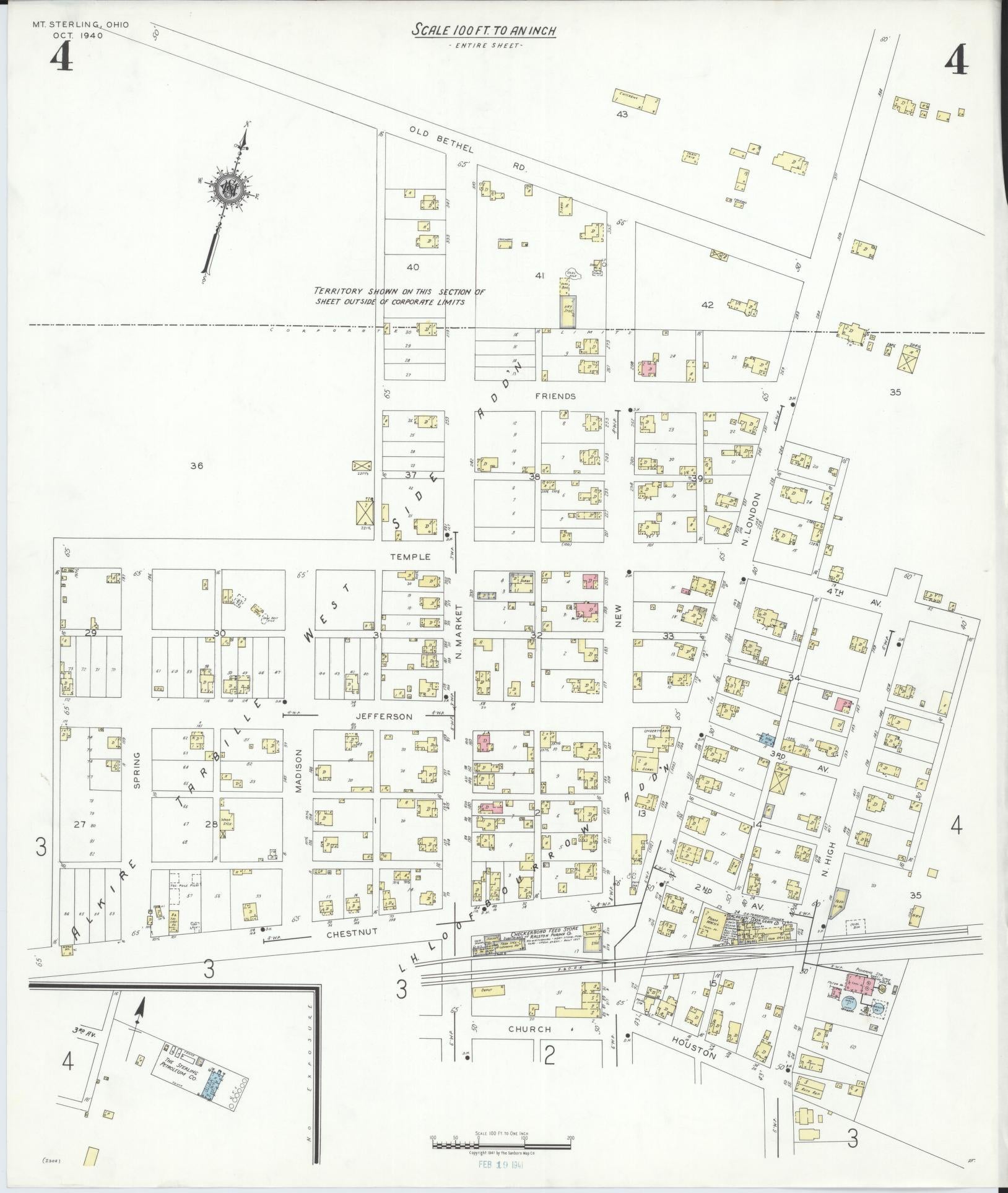 Sanborn Fire Insurance Map from Mount Sterling, Madison County, Ohio (1940), Sheet #0004 - Complete Map Set gallery image, historic Sanborn map, vintage wall art, Ohio Ohio