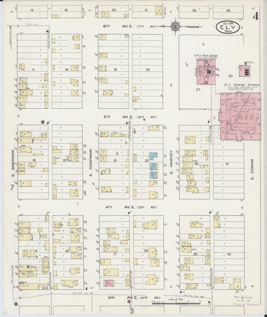 Sanborn Fire Insurance Map from Ely, Saint Louis County, Minnesota (1914), Sheet #0004 - Historic Sanborn Fire Insurance Map Print, vintage old map wall art, antique decor, genealogy gift, Minnesota Minnesota map