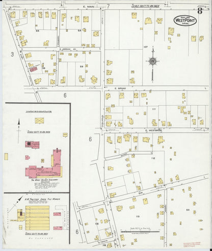Sanborn Fire Insurance Map from West Point, Clay County, Mississippi (1918), Sheet #0008 - Complete Map Set gallery image, historic Sanborn map, vintage wall art, Mississippi Mississippi