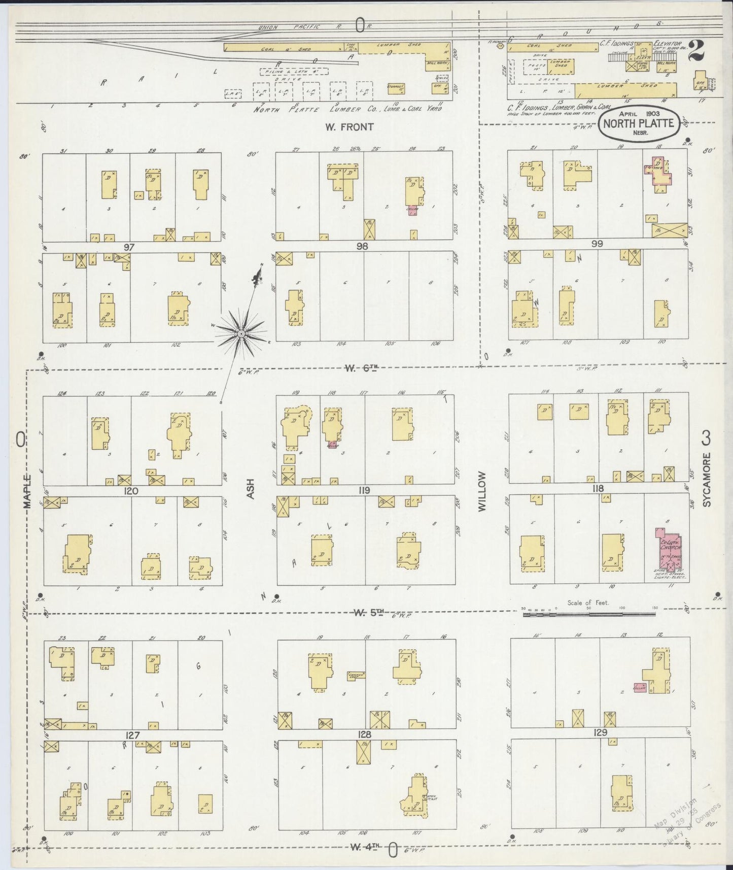 Sanborn Fire Insurance Map from North Platte, Lincoln County, Nebraska (1903), Sheet #0002 - Complete Map Set gallery image, historic Sanborn map, vintage wall art, Nebraska Nebraska