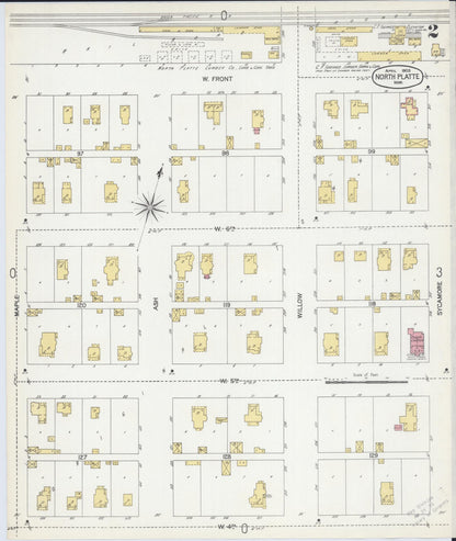 Sanborn Fire Insurance Map from North Platte, Lincoln County, Nebraska (1903), Sheet #0002 - Complete Map Set gallery image, historic Sanborn map, vintage wall art, Nebraska Nebraska