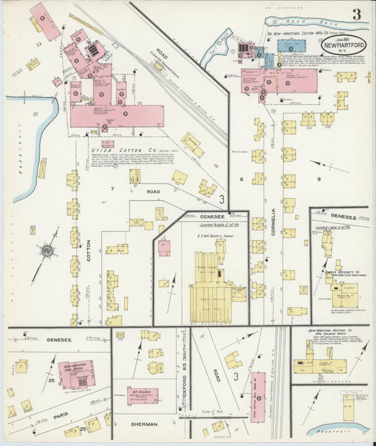 Sanborn Fire Insurance Map from New Hartford, Oneida County, New York (1910), Sheet #0003 - Historic Sanborn Fire Insurance Map Print, vintage old map wall art, antique decor, genealogy gift, New York New York map
