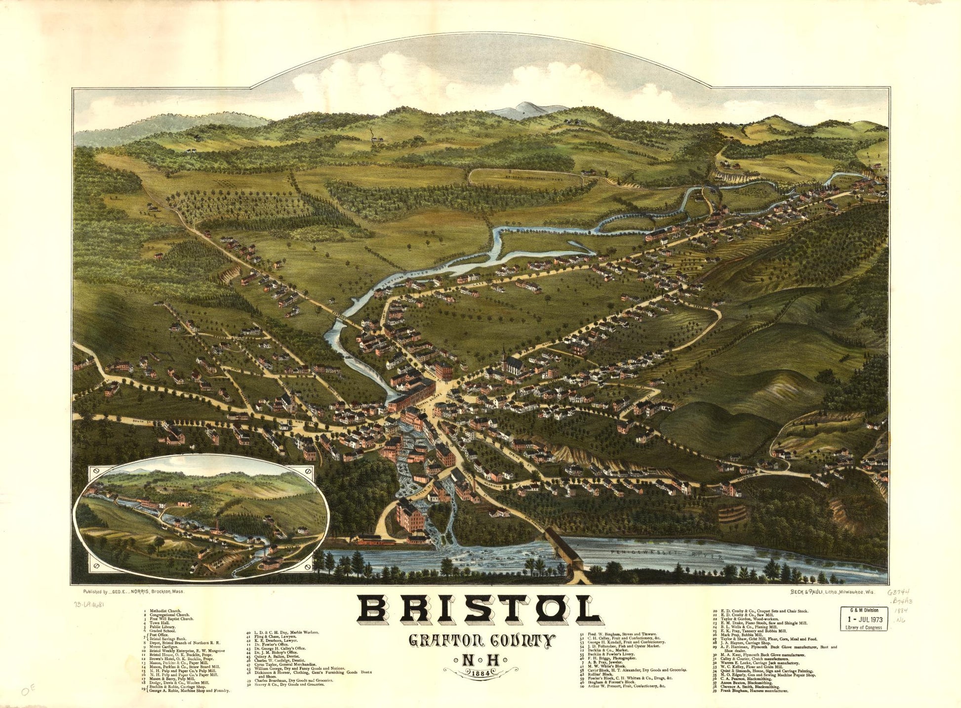 Bristol, Grafton County, N.H. 1884. (1884) – Historic Bird’s-Eye View Panorama Print