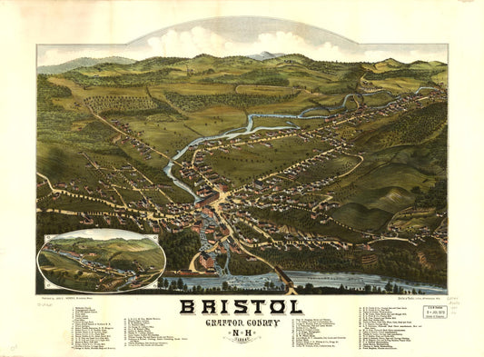 Bristol, Grafton County, N.H. 1884. (1884) – Historic Bird’s-Eye View Panorama Print