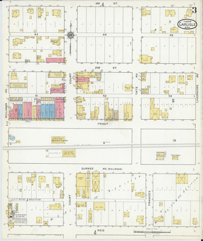 Sanborn Fire Insurance Map from Carlisle, Lonoke County, Arkansas (1918), Sheet #0003 - Complete Map Set gallery image, historic Sanborn map, vintage wall art, Arkansas Arkansas