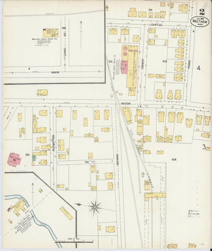 Sanborn Fire Insurance Map from Waltham, Middlesex County, Massachusetts (1903), Sheet #0002 - Complete Map Set gallery image, historic Sanborn map, vintage wall art, Massachusetts Massachusetts