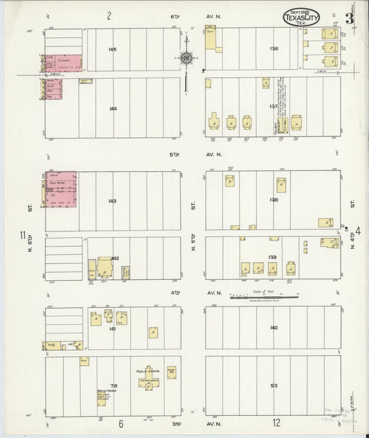 Sanborn Fire Insurance Map from Texas City, Galveston County, Texas (1920), Sheet #0003 - Historic Sanborn Fire Insurance Map Print, vintage old map wall art, antique decor, genealogy gift, Texas Texas map